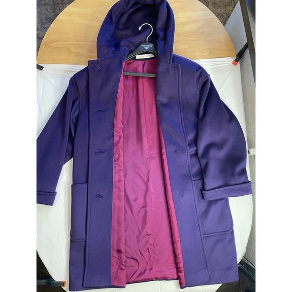 Larry Levine ILGWU Vintage Women's Wool Coat, Purple Full Length Lined Peacoat - Picture 1 of 12